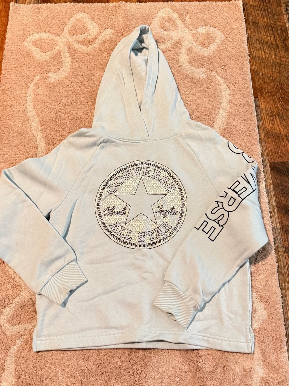Converse Light Blue Pullover Hoodie with Logo Print